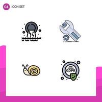 Pictogram Set of 4 Simple Filledline Flat Colors of pipe service sewage app easter Editable Vector Design Elements