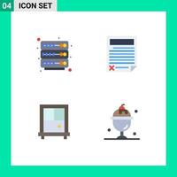 Set of 4 Vector Flat Icons on Grid for hosting food contract page summer Editable Vector Design Elements