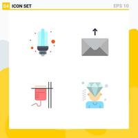 Set of 4 Vector Flat Icons on Grid for bulb rehydration light send business Editable Vector Design Elements