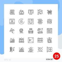 grupo de 25 líneas de signos y símbolos para compras venta computadora dama sombrero comprar elementos de diseño vectorial editables vector