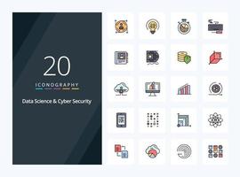 20 Data Science And Cyber Security line Filled icon for presentation vector