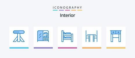 Interior Blue 5 Icon Pack Including . drawer. room. desk. interior. Creative Icons Design vector