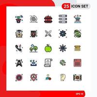 25 Thematic Vector Filled line Flat Colors and Editable Symbols of conference server bomb network files Editable Vector Design Elements