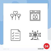 paquete de iconos vectoriales de stock de 4 signos y símbolos de línea para el diseño de inicio de sesión del documento del corazón para elementos de diseño vectorial editables vector