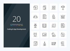20 Coding And App Development Outline icon for presentation vector