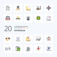 paquete de iconos de color plano de 20 eid mubarak como letras mubarak alert eid ribbon vector