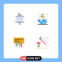 Stock Vector Icon Pack of 4 Line Signs and Symbols for basin router shower plant radio Editable Vector Design Elements