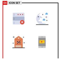 Flat Icon Pack of 4 Universal Symbols of database promotion cloud sky tag Editable Vector Design Elements