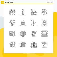 Group of 16 Modern Outlines Set for wifi connect car antenna birthday Editable Vector Design Elements