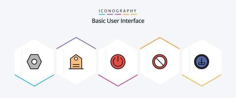 Basic 25 FilledLine icon pack including download. application. on. set. basic vector