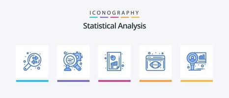 Statistical Analysis Blue 5 Icon Pack Including . market. financial report. diagram. data visualization. Creative Icons Design vector