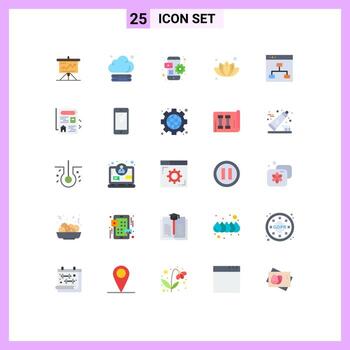 Conjunto de 25 colores planos universales para aplicaciones web y móviles planta servidor verde aplicación móvil elementos de diseño vectorial editables vector