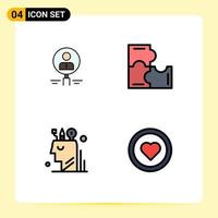 4 iconos creativos signos y símbolos modernos de encontrar rompecabezas recursos humanos piezas de rompecabezas elementos de diseño vectorial editables vector