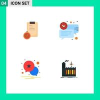 Group of 4 Flat Icons Signs and Symbols for deadline notification time clock alert Editable Vector Design Elements