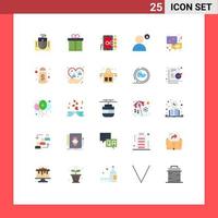 Group of 25 Flat Colors Signs and Symbols for communication profile focus privacy padlock Editable Vector Design Elements