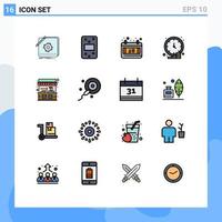 16 Creative Icons Modern Signs and Symbols of stall time calendar money coin Editable Creative Vector Design Elements