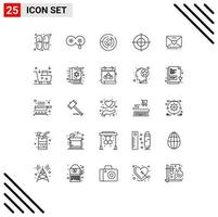 25 Creative Icons Modern Signs and Symbols of heart love circle maze sms gun Editable Vector Design Elements