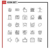 conjunto de 25 iconos modernos de la interfaz de usuario signos de símbolos para la construcción de clics hechos a mano que muestran elementos de diseño vectorial editables vector