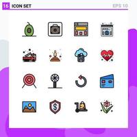 conjunto de 16 iconos modernos de la interfaz de usuario signos de símbolos para el diseño de incendios de camiones de emergencia en todo el mundo elementos de diseño de vectores creativos editables