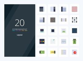 20 Layout Flat Color icon for presentation vector