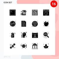 16 Universal Solid Glyph Signs Symbols of file no smoke web page place fire Editable Vector Design Elements