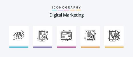 Digital Marketing Line 5 Icon Pack Including online. data. analysis. chart. keyboard. Creative Icons Design vector