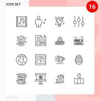 Editable Vector Line Pack of 16 Simple Outlines of cyber options human controls product Editable Vector Design Elements