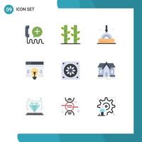 paquete de iconos de vector de stock de 9 signos y símbolos de línea para elementos de diseño de vector editables de tecnología web de planta de página web más fresca