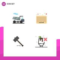 Universal Icon Symbols Group of 4 Modern Flat Icons of bike auction sale barcode gavel Editable Vector Design Elements