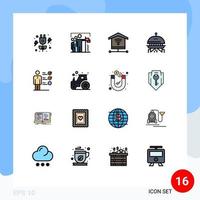 Universal Icon Symbols Group of 16 Modern Flat Color Filled Lines of professional ability skills security professional skills space Editable Creative Vector Design Elements