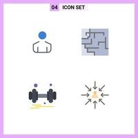 Pack of 4 creative Flat Icons of male health labyrinth dumbbell choice Editable Vector Design Elements