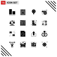 Set of 16 Modern UI Icons Symbols Signs for decision balance geo location whistle mardi gras Editable Vector Design Elements