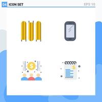 Pack of 4 Modern Flat Icons Signs and Symbols for Web Print Media such as document capitalist phone huawei money Editable Vector Design Elements
