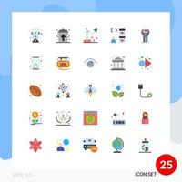 Universal Icon Symbols Group of 25 Modern Flat Colors of development coding chemical test browser scientific research Editable Vector Design Elements