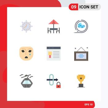 User Interface Pack of 9 Basic Flat Colors of face terra dinner shaping environment Editable Vector Design Elements