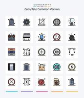 paquete de iconos rellenos de 25 líneas de la versión común completa creativa, como la camisa. ropa. ui accesorios. herramienta vector
