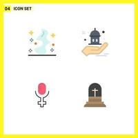 4 User Interface Flat Icon Pack of modern Signs and Symbols of magic record witch help christian Editable Vector Design Elements