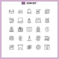 Set of 25 Modern UI Icons Symbols Signs for summer connection diode atom text Editable Vector Design Elements