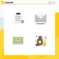 Modern Set of 4 Flat Icons Pictograph of hospital bundle report mail dollar Editable Vector Design Elements