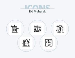 Eid Mubarak Line Icon Pack 5 Icon Design. eid. fashion. stamp. trouser. islam vector