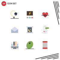 Set of 9 Modern UI Icons Symbols Signs for message email solution beat diet Editable Vector Design Elements