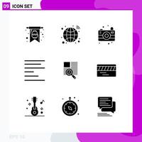 User Interface Pack of 9 Basic Solid Glyphs of ticket zoom image text text Editable Vector Design Elements