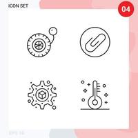 4 User Interface Line Pack of modern Signs and Symbols of pressure festival attach printing thermometer Editable Vector Design Elements