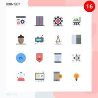 conjunto de 16 iconos de interfaz de usuario modernos signos de símbolos para tablero de arte de bellota forma código fuente de caballete paquete editable de elementos creativos de diseño de vectores