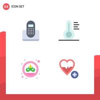 4 Universal Flat Icons Set for Web and Mobile Applications call coin device thermometer mask Editable Vector Design Elements