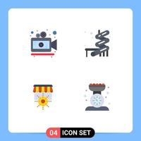 4 Universal Flat Icons Set for Web and Mobile Applications camera business slider shop cooking Editable Vector Design Elements