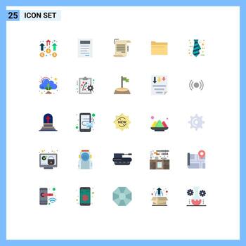 25 User Interface Flat Color Pack of modern Signs and Symbols of business data document file guidelines Editable Vector Design Elements