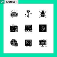 9 Universal Solid Glyphs Set for Web and Mobile Applications art technology biology setting app Editable Vector Design Elements