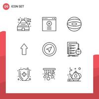 Set of 9 Vector Outlines on Grid for todo pointer space map upload Editable Vector Design Elements