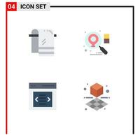 Editable Vector Line Pack of 4 Simple Flat Icons of bath slider wiping business cube Editable Vector Design Elements